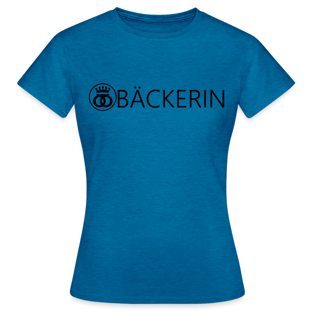 Graues Meliertes Frauen T-Shirt von Spreadconnect mit Bäckerin-Print, bequemes Damen T-Shirt für den Alltag.