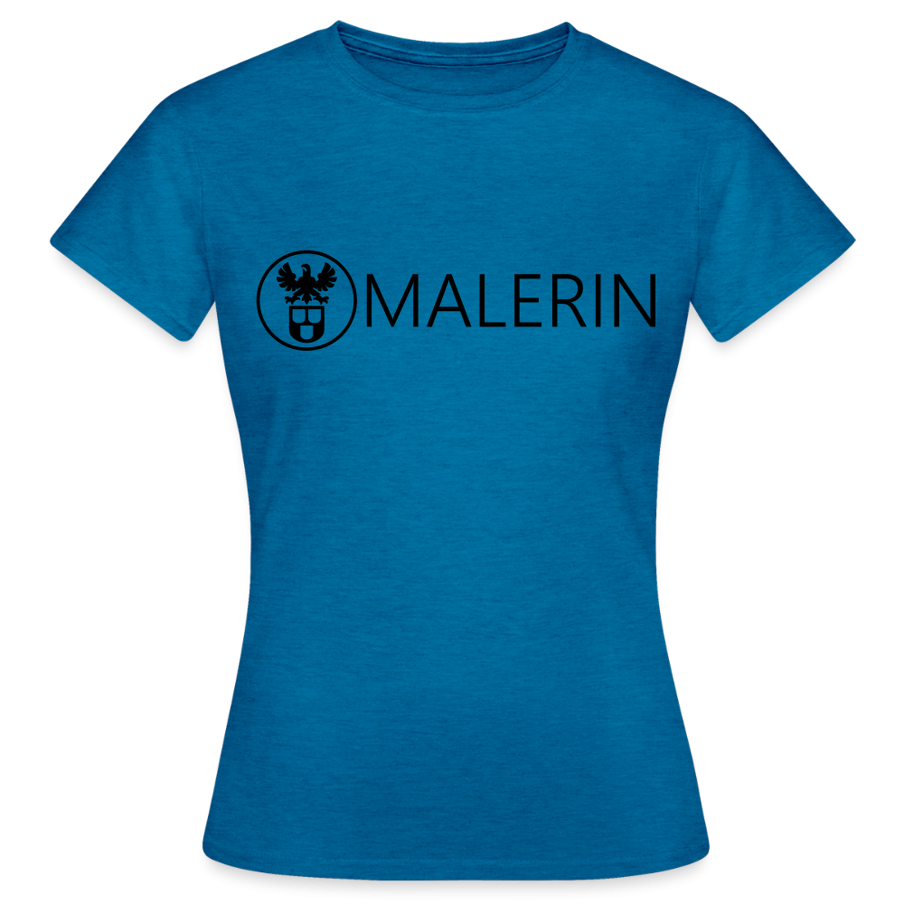 Graues Damen T-Shirt "Malerin" von Spreadconnect, bequemes Frauen T-Shirt mit kreativem Design, detailreiche Druckgrafik sichtbar