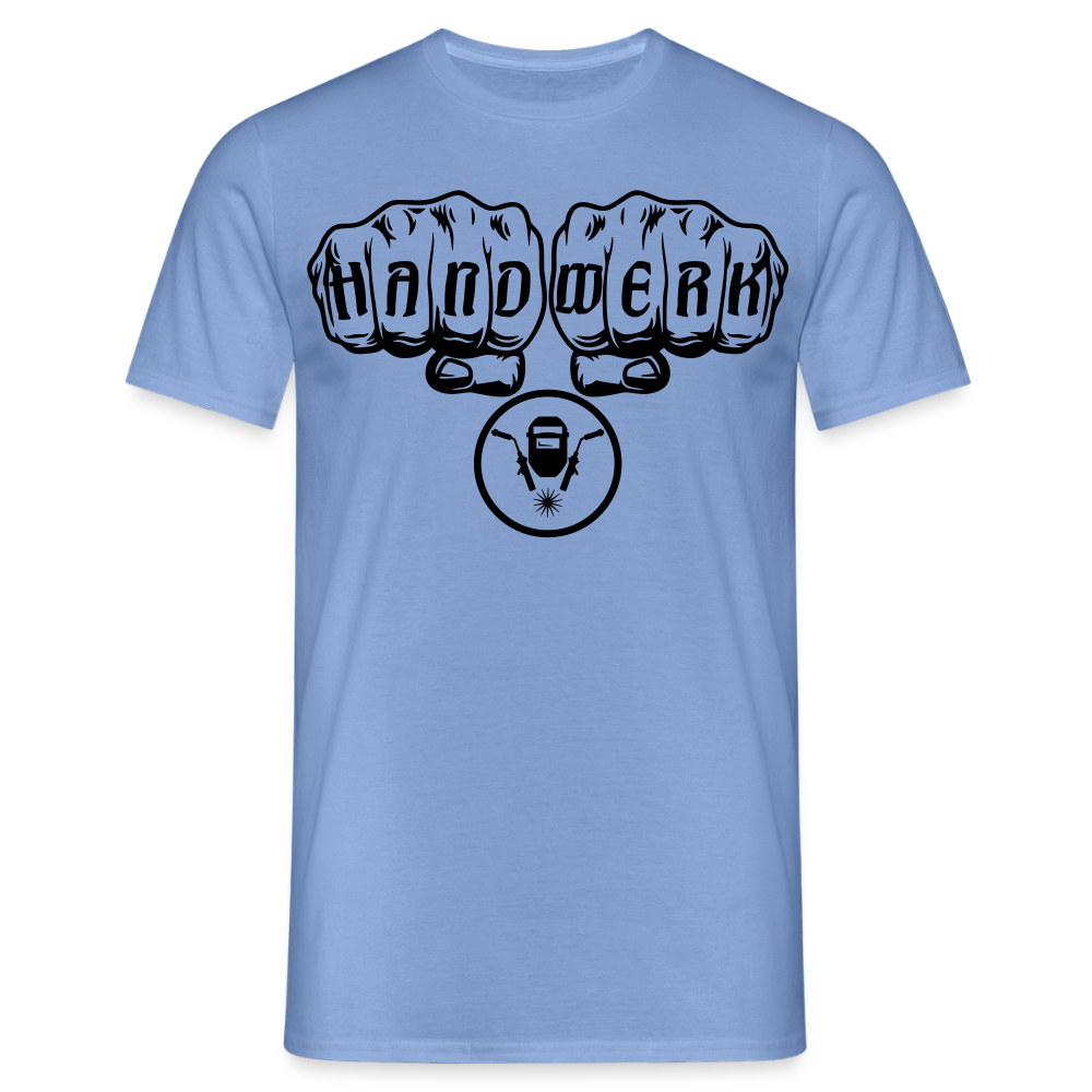 Unisex T-Shirt "Schweißer" von Spreadconnect, sandbeige, mit Druckmotiv, für Männer, bequemes Casual-Shirt in S.