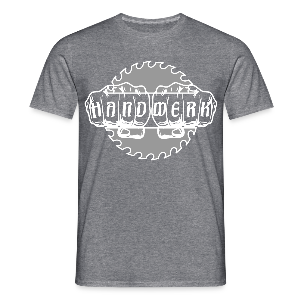 Unisex T-Shirt "Handwerk-SB" von Spreadconnect in Taubenblau, kurze Ärmel, bequemes Männer T-Shirt, Detailaufnahme