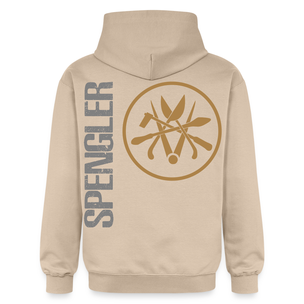 Schwarzer Gildan Unisex Softstyle® Midweight Hoodie mit Spengler-Design, bequem und stilvoll für Männer und Frauen