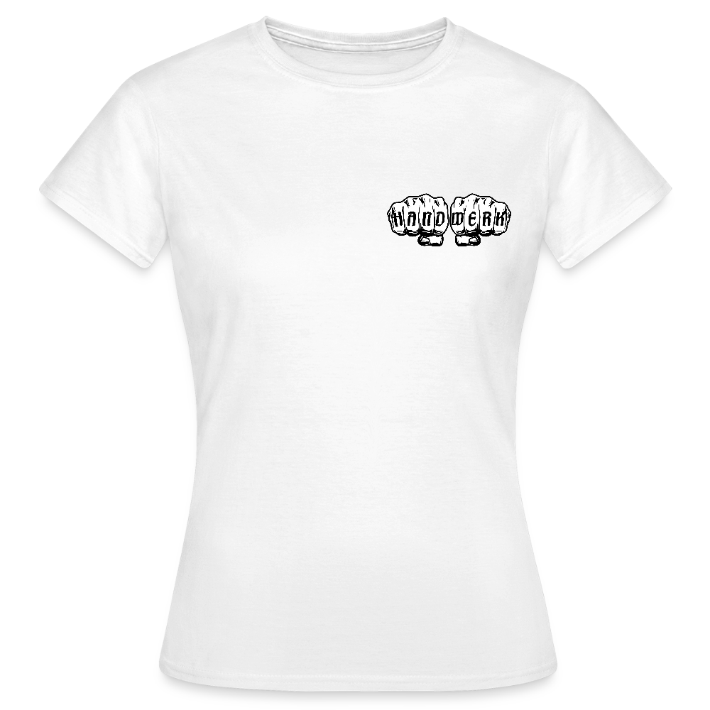 Dunkellila Frauen T-Shirt "Fleischerin" von Spreadconnect, beidseitig bedruckt, mit Fleischerin-Motiv, für Damen.
