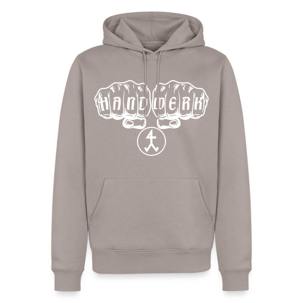 Schwarzer Männer Premium Hoodie "Steinmetz" von Spreadconnect, gemütlich und stylisch, mit Kapuze und Kängurutasche.