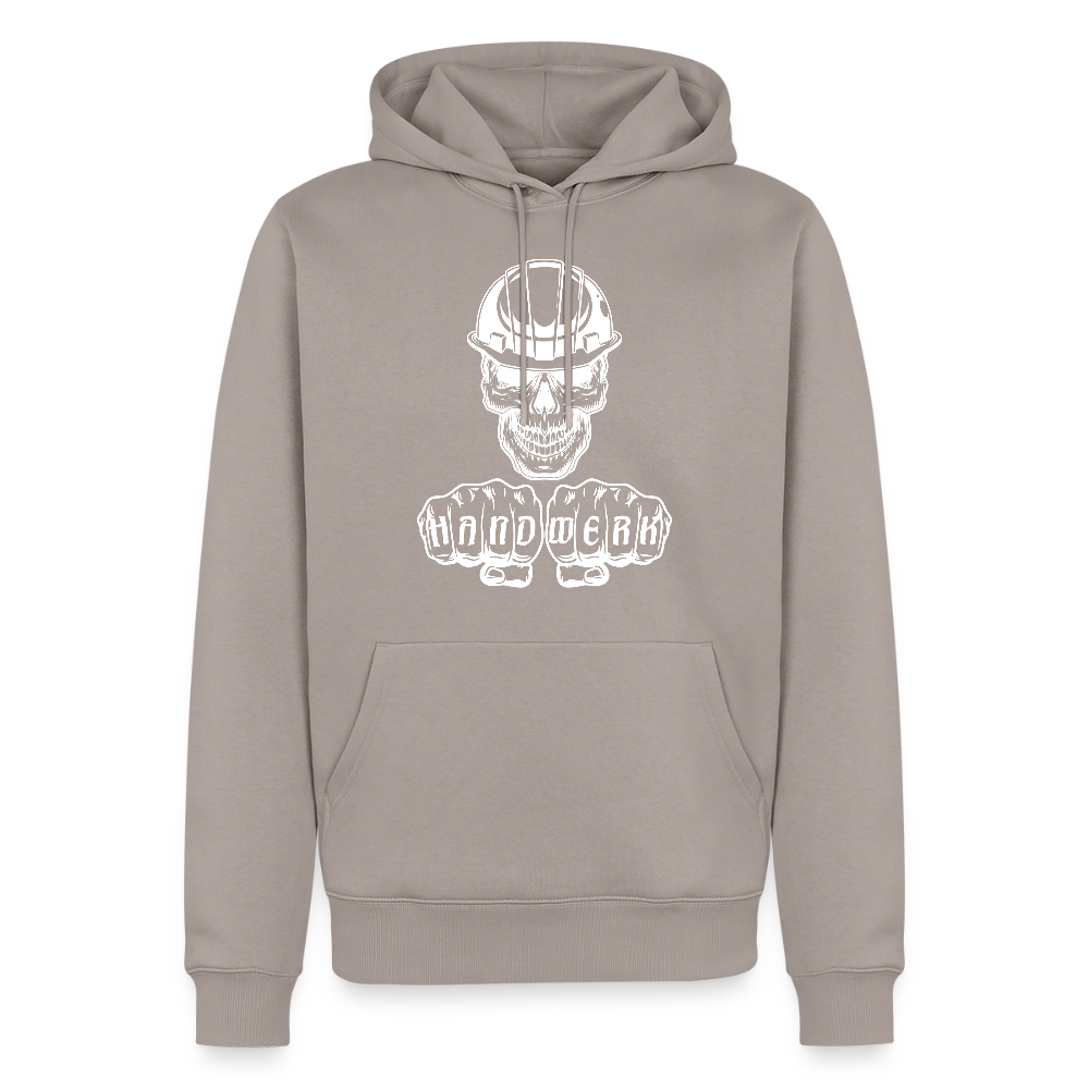Männer Premium Hoodie "Skull-Helm-Handwerk" Taupe Männer Premium Hoodie {{ color }}