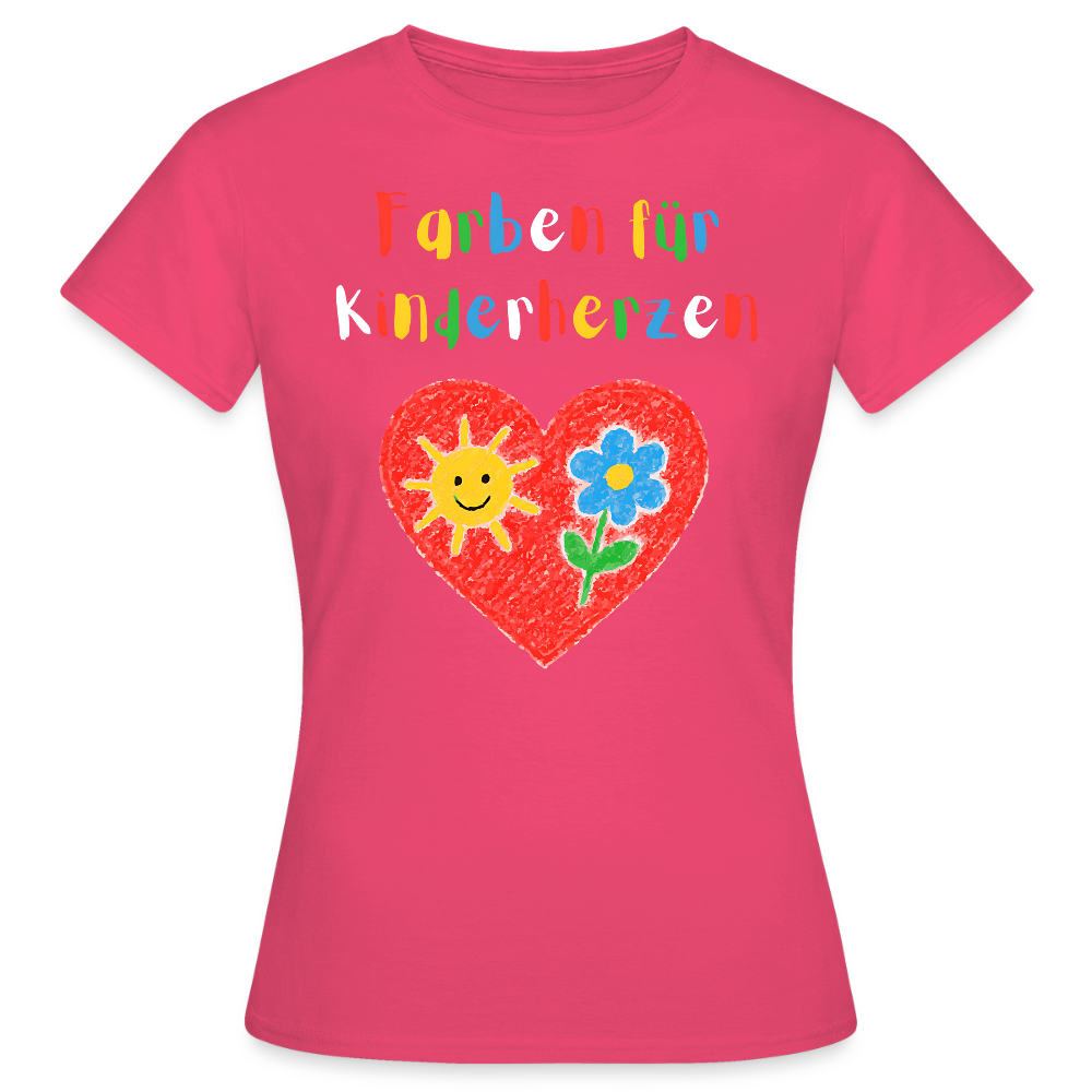 Schwarzes Frauen T-Shirt von Spreadconnect mit bunten Farben für Kinderherzen, weiches Baumwollmaterial, angenehmer Sitz