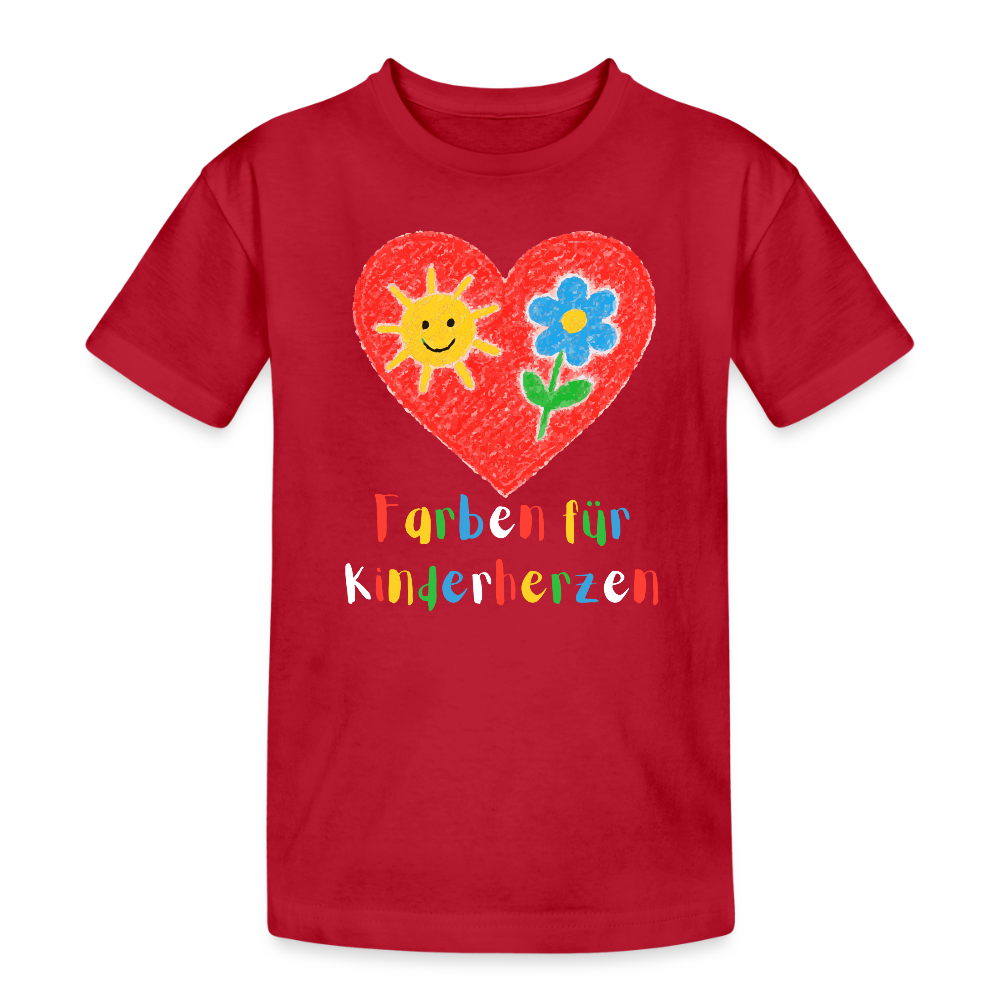 Kinder Heavy Cotton T-Shirt von Spreadconnect mit bunten Herzfarben, schwarz, für Kinder in Größe XS (140-152).