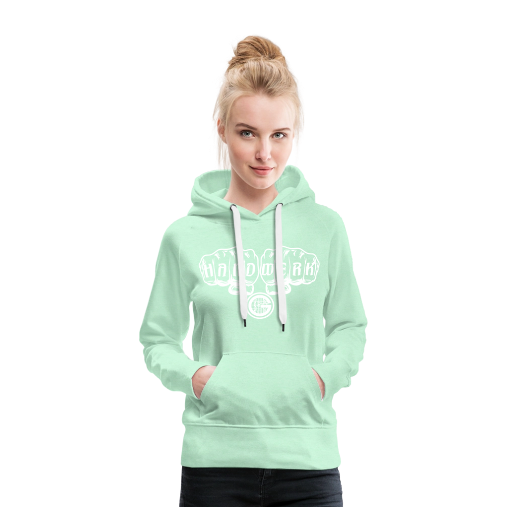 Schwarzer Frauen Premium Hoodie "Gerüstbauer" von Spreadconnect, bequemes Sweatshirt für Damen mit Druck.