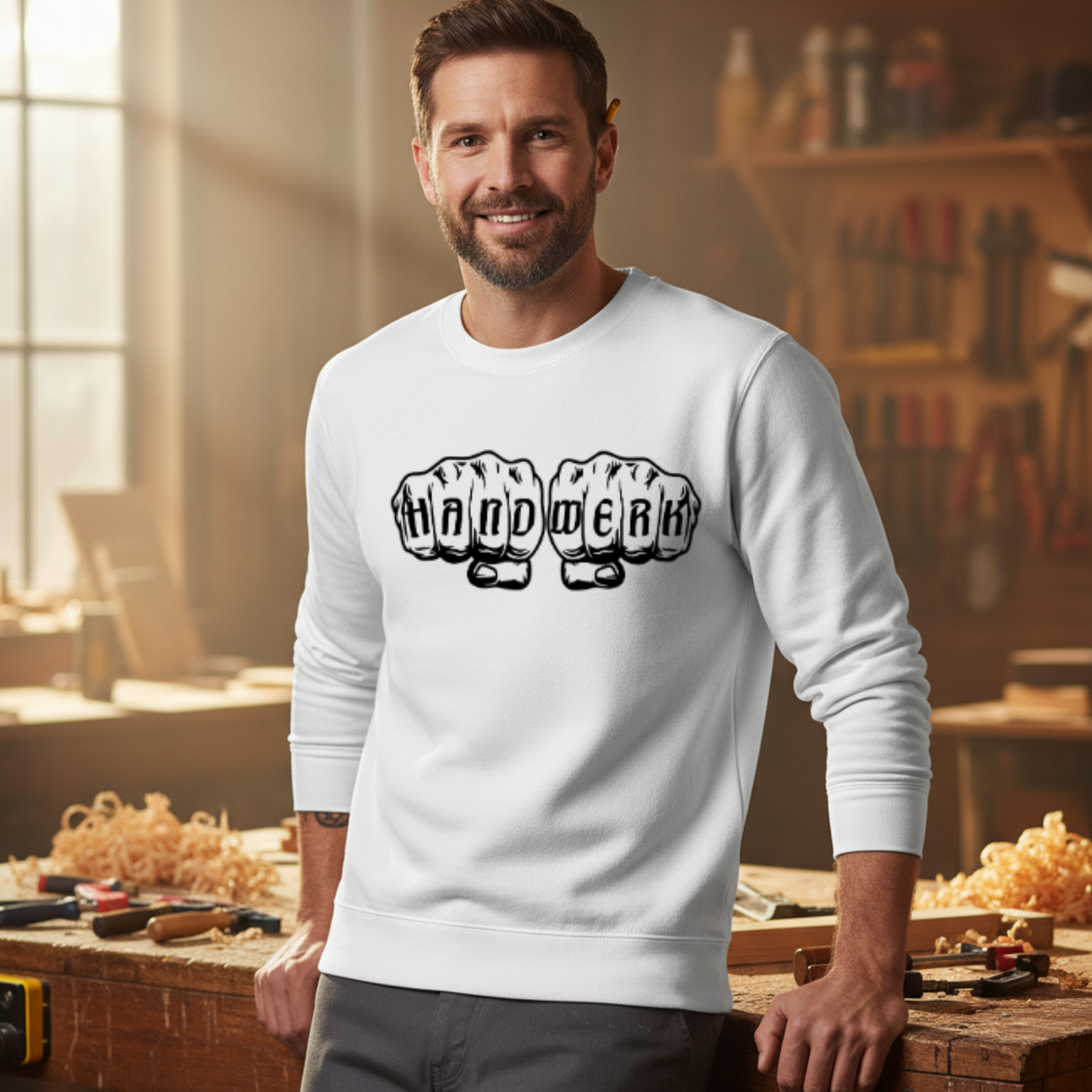 Premium Sweatshirt HW-265 | Für stolze Handwerker | (S-3XL) Weiß Sweatshirt
