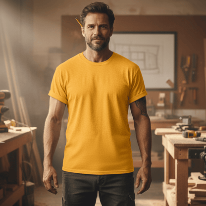 Premium T-Shirt HW-200 | Robust & Vielseitig | Für stolze Handwerker (S-3XL) Blanko Gold Männer Gildan Ultra T-Shirt