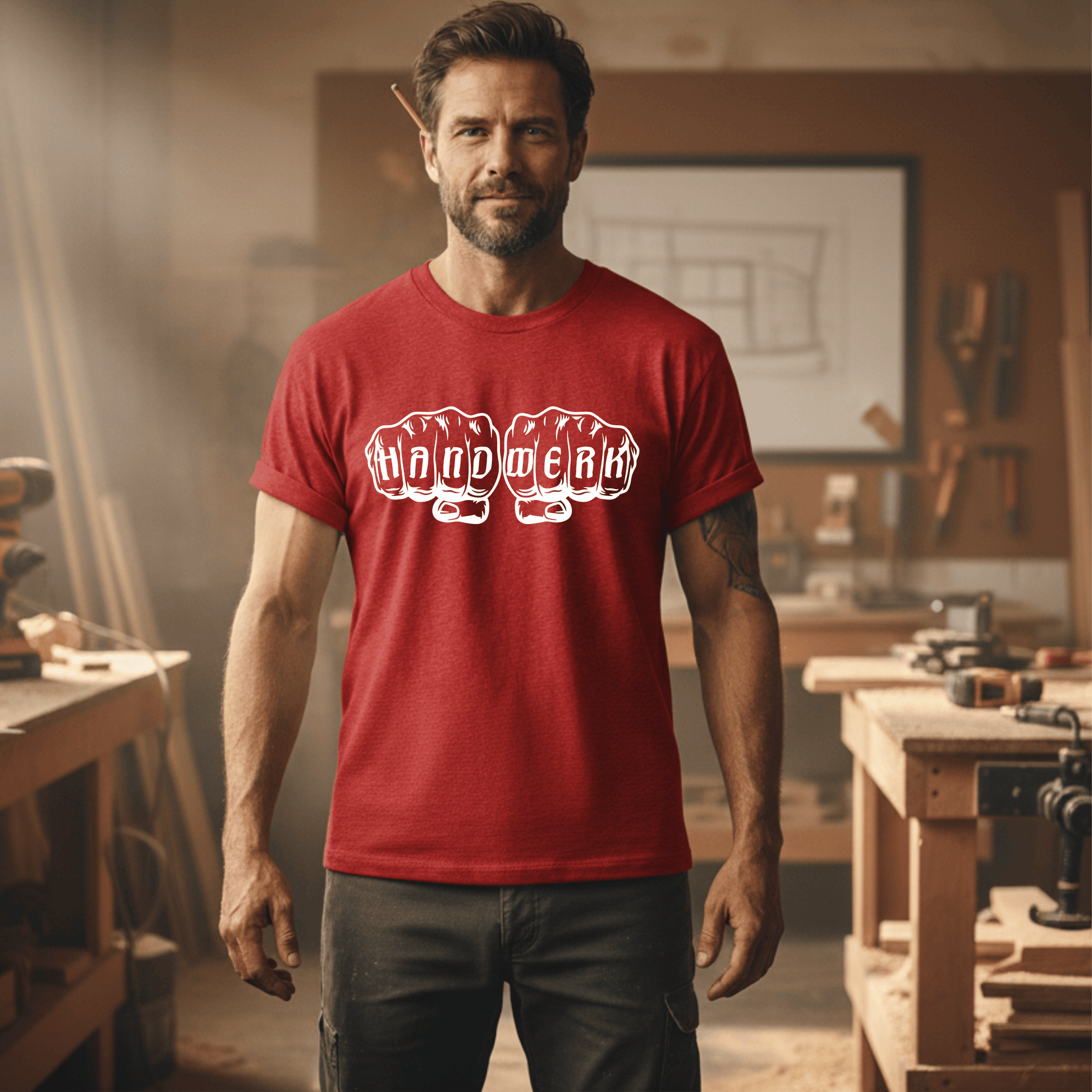 Premium T-Shirt HW-200 | Robust & Vielseitig | Für stolze Handwerker (S-3XL) Rot Männer Gildan Ultra T-Shirt
