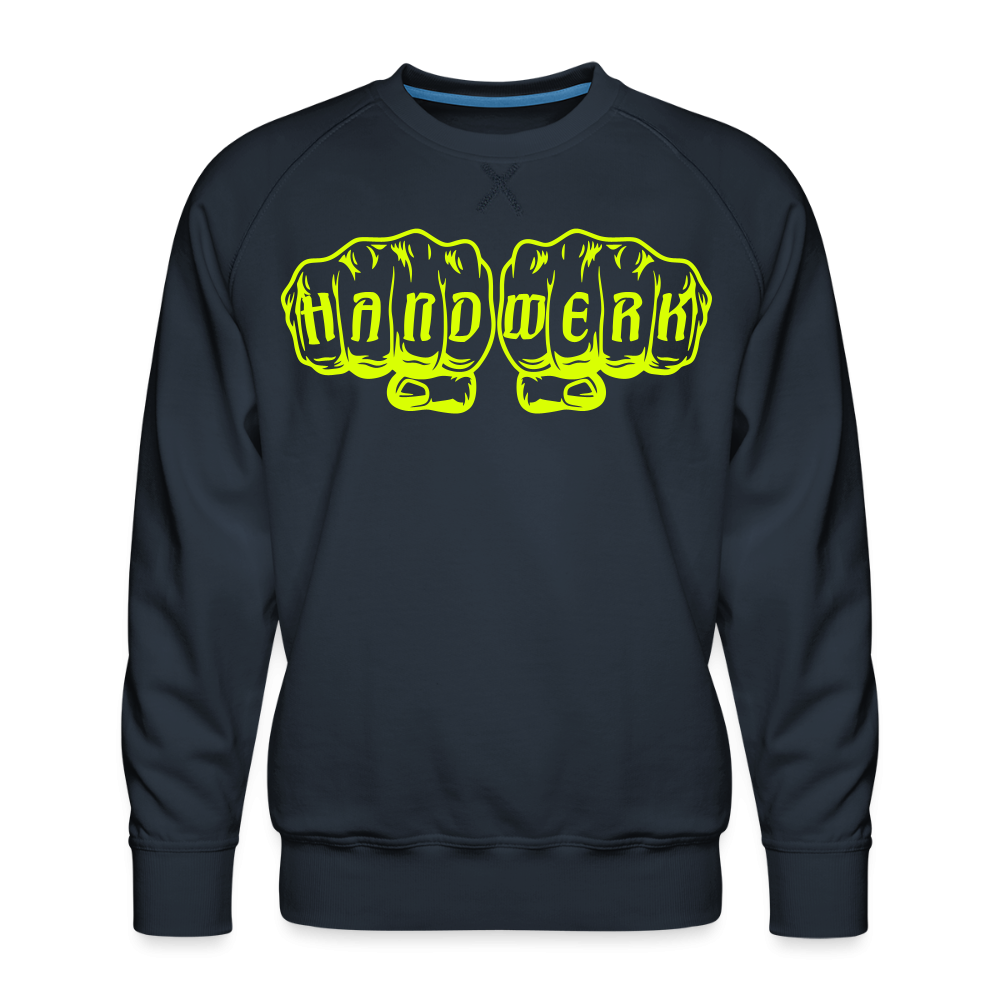 Unisex Premium Pullover "Spengler" neongelb Navy Männer Premium Pullover