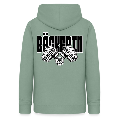 Frauen Hoodie "Bäckerin" (beidseitig beruckt) - Graugrün