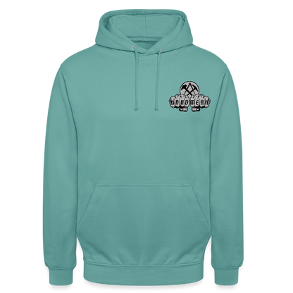 Unisex Hoodie "Dachdecker" beidseitig bedruckt Pastelltürkis Unisex Hoodie