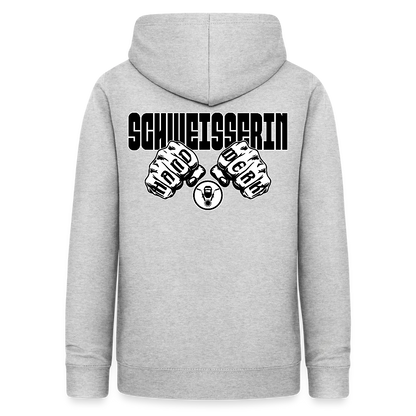 Frauen Hoodie "Schweisserin" (beidseitig beruckt) Hellgrau meliert Frauen Hoodie