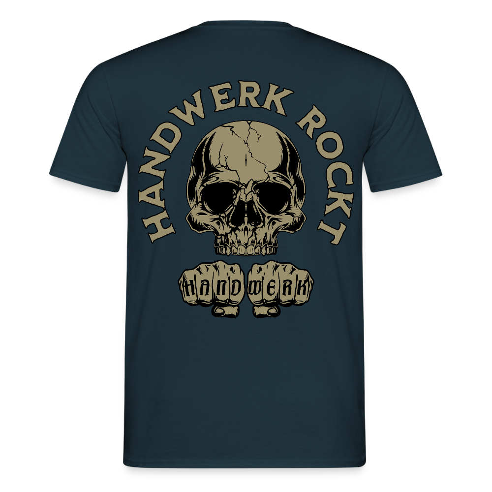 Unisex T-Shirt "Handwerk-Rockt" (beidseitig bedruckt) Navy Männer T-Shirt