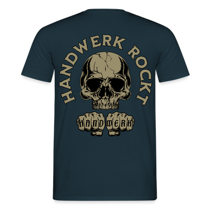 Unisex T-Shirt "Handwerk-Rockt" (beidseitig bedruckt) Navy Männer T-Shirt