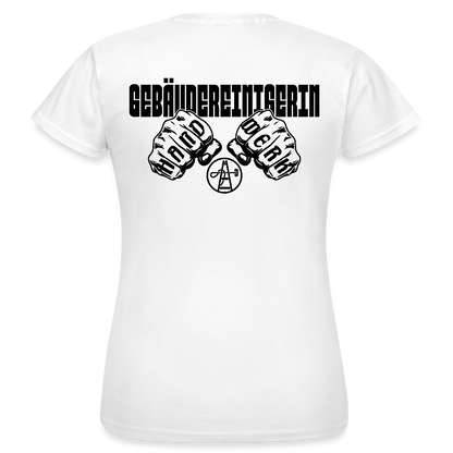 Frauen T-Shirt "Gebäudereinigerin" (beidseitig bedruckt) - Weiß