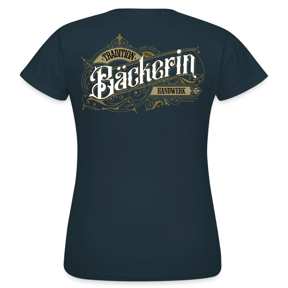 Frauen T-Shirt "Bäckerin" Nostalgie Handwerk Navy Frauen T-Shirt