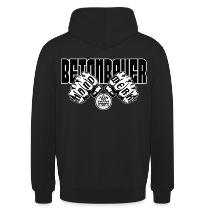 Unisex Hoodie "Betonbauer" (beidseitig bedruckt) - Schwarz