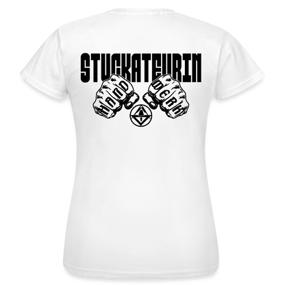 Frauen T-Shirt "Stuckateurin" (beidseitig bedruckt) Weiß Frauen T-Shirt