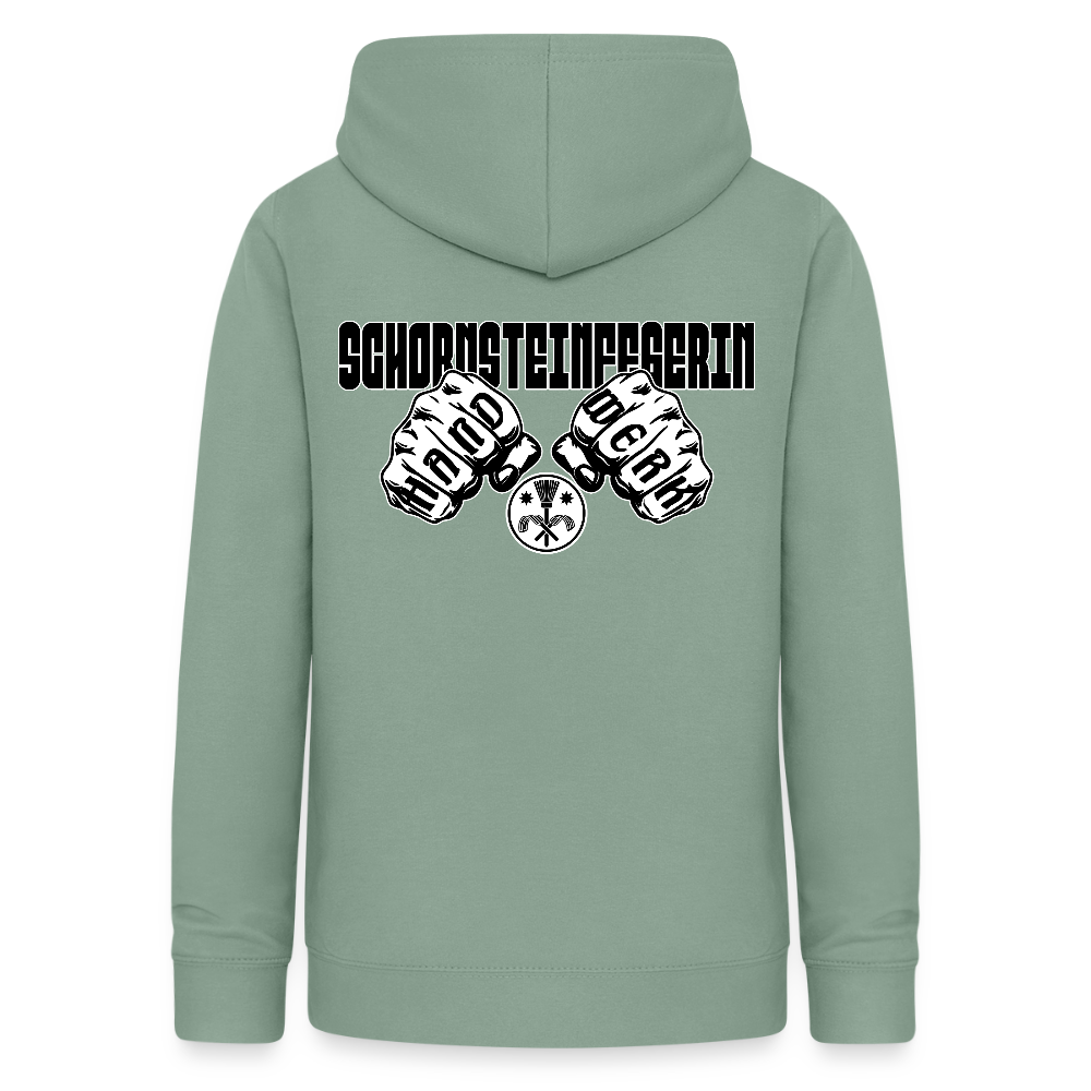 Frauen Hoodie "Schornsteinfegerin" (beidseitig beruckt) Graugrün Frauen Hoodie