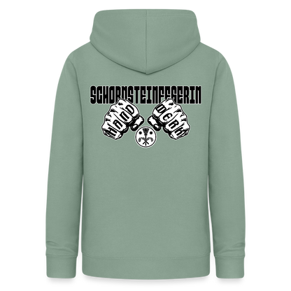 Frauen Hoodie "Schornsteinfegerin" (beidseitig beruckt) Graugrün Frauen Hoodie