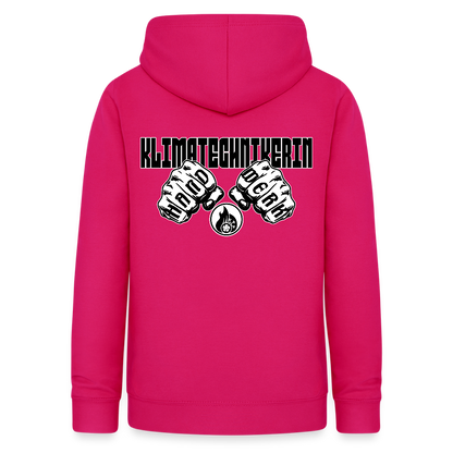 Frauen Hoodie "Klimatechnikerin" (beidseitig beruckt) dunkles Pink Frauen Hoodie