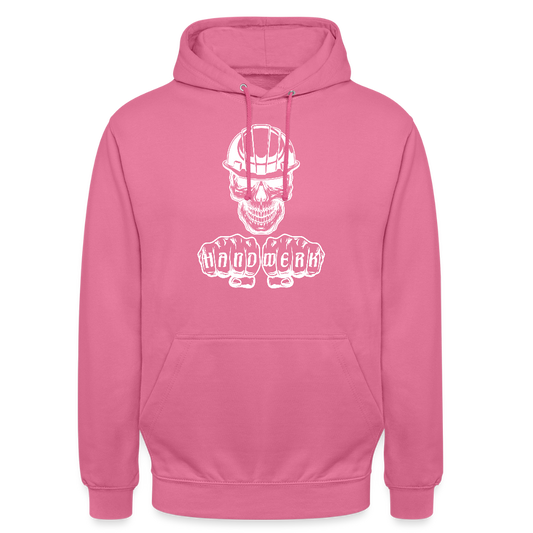 Unisex Hoodie "Skull-Helm-Handwerk" Pink Unisex Hoodie