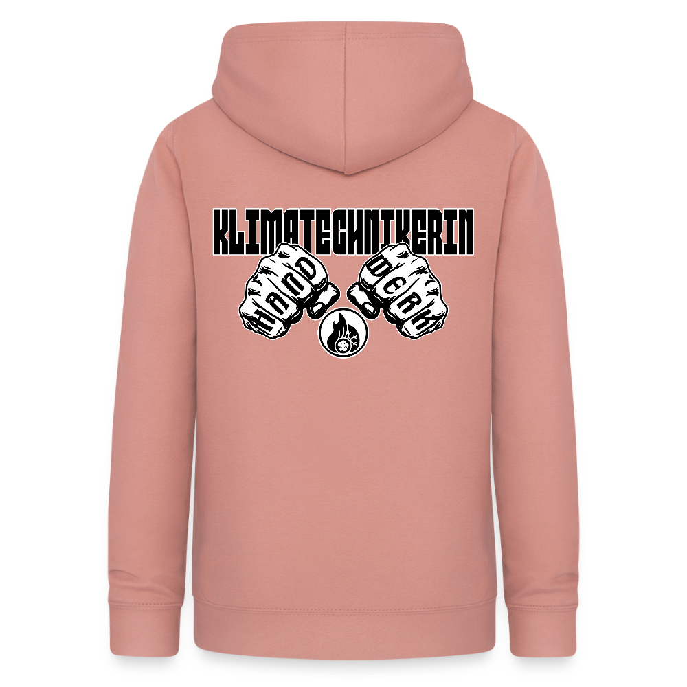 Frauen Hoodie "Klimatechnikerin" (beidseitig beruckt) Altrosa Frauen Hoodie