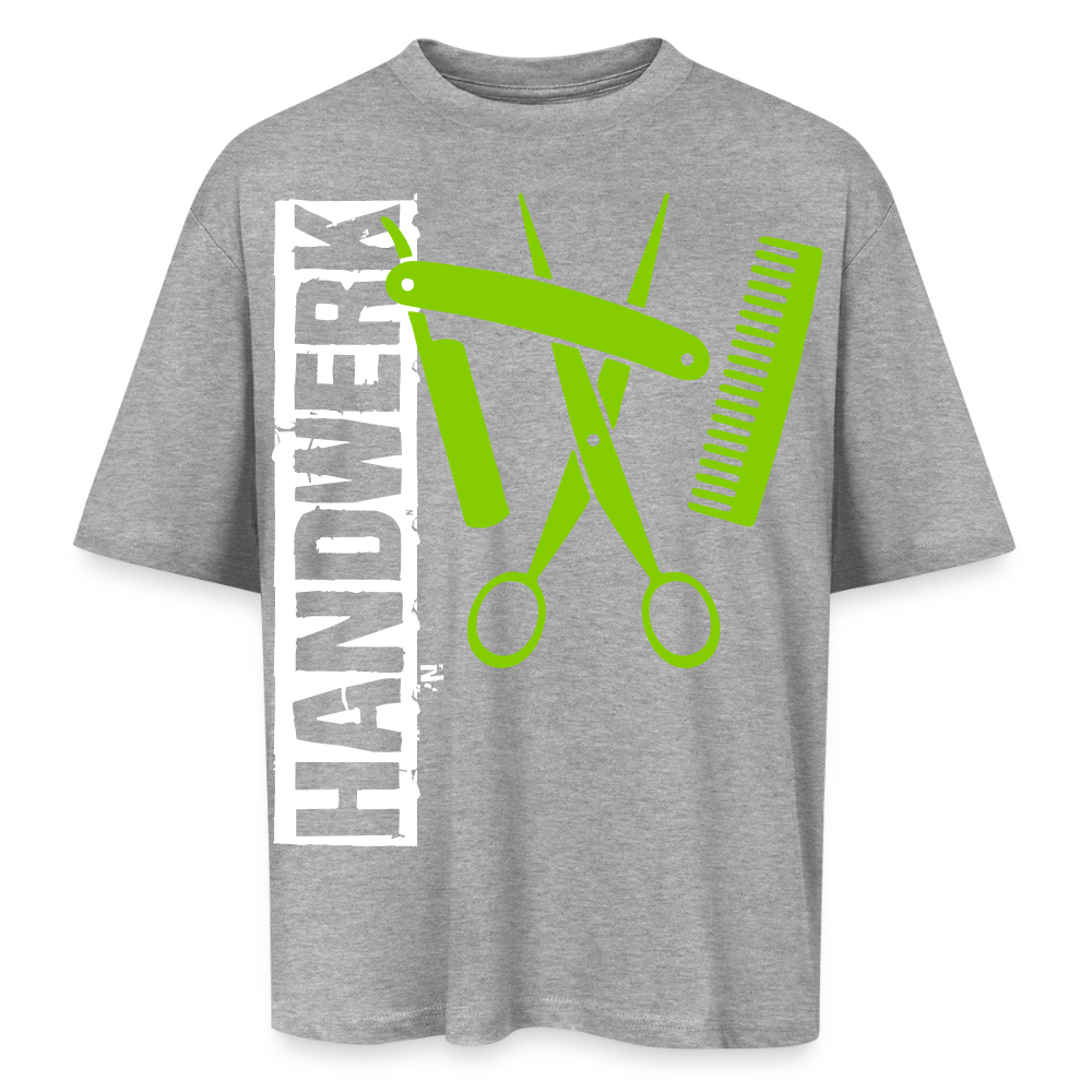 Oversized Unisex T-Shirt "Friseur" Grau meliert Oversized Unisex T-Shirt