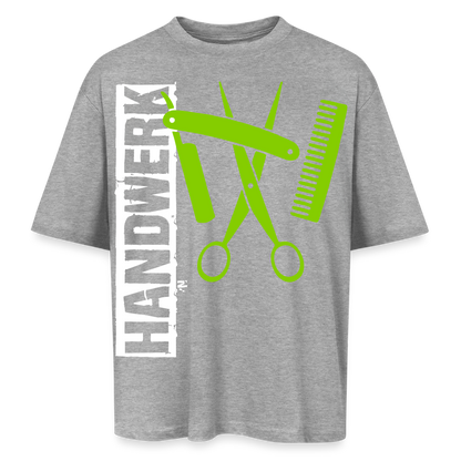 Oversized Unisex T-Shirt "Friseur" Grau meliert Oversized Unisex T-Shirt