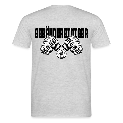 Unisex T-Shirt "Gebäudereiniger" (beidseitig bedruckt) - Grau meliert
