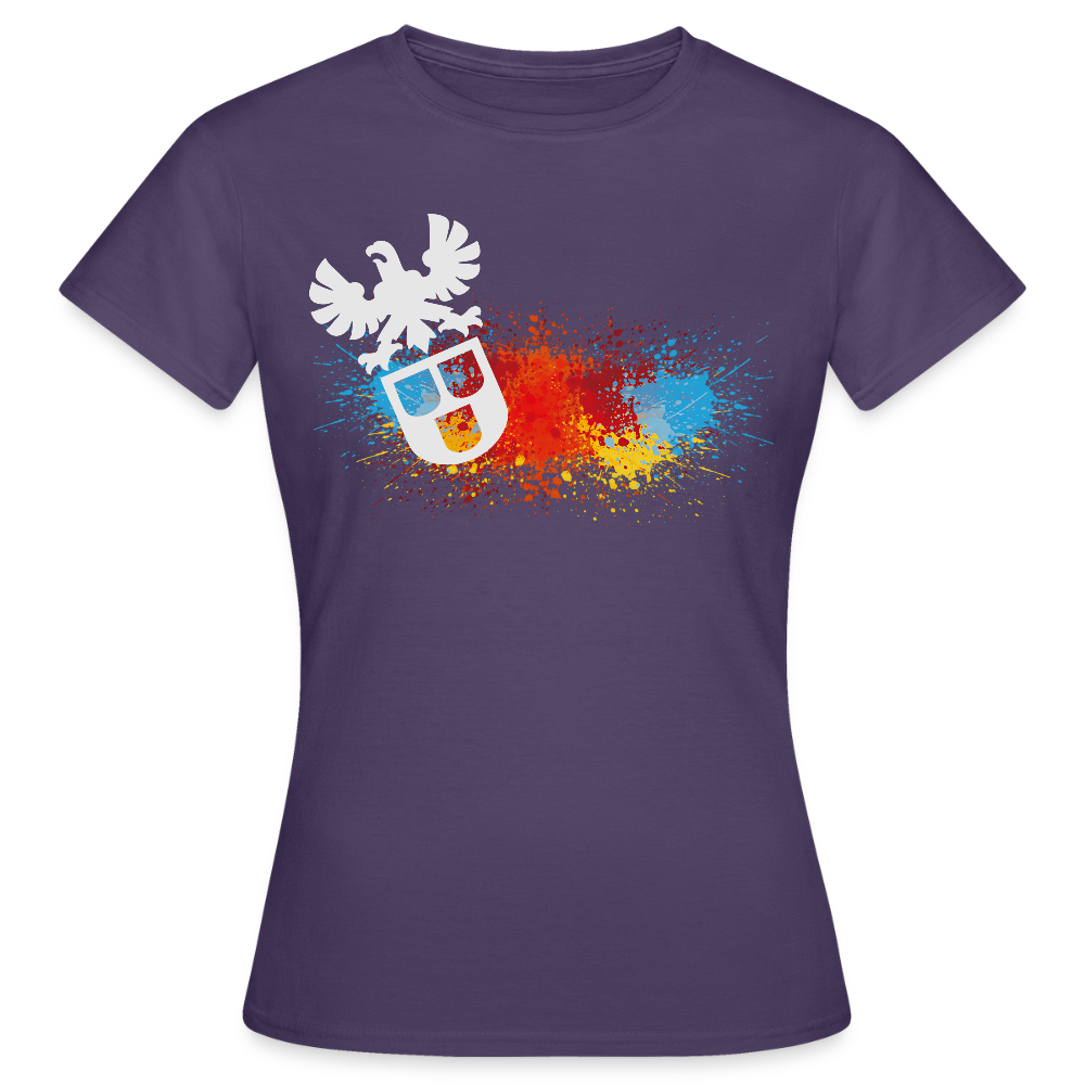 Frauen T-Shirt "Splash-Maler" Dunkellila Frauen T-Shirt