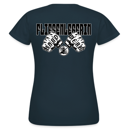 Frauen T-Shirt "Fliesenlegerin" (beidseitig bedruckt) Navy Frauen T-Shirt