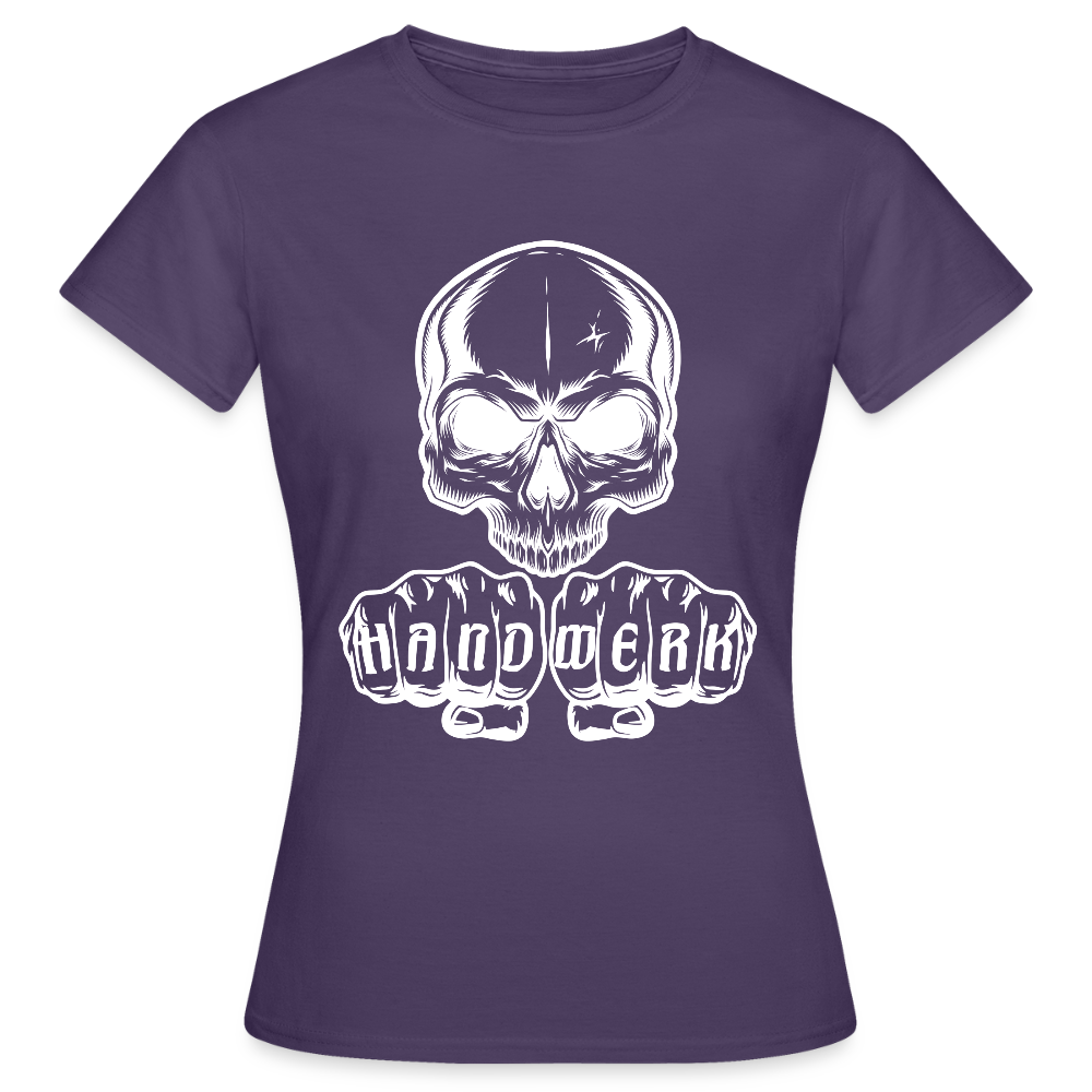 Frauen T-Shirt "Skull-Handwerk" Dunkellila Frauen T-Shirt