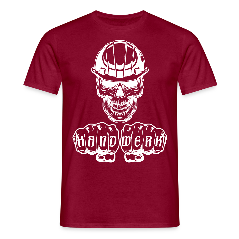 Unisex T-Shirt "Skull-Helm-Handwerk" Ziegelrot Männer T-Shirt