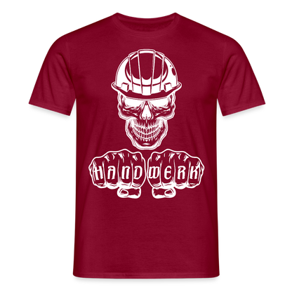 Unisex T-Shirt "Skull-Helm-Handwerk" Ziegelrot Männer T-Shirt