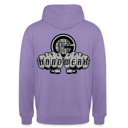 Unisex  Hoodie "Gerüstbauer" beidseitig bedruckt - Lavendel