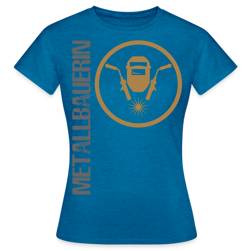 Frauen T-Shirt "Metallbauerin" Antikblaues Saphir meliert Frauen T-Shirt