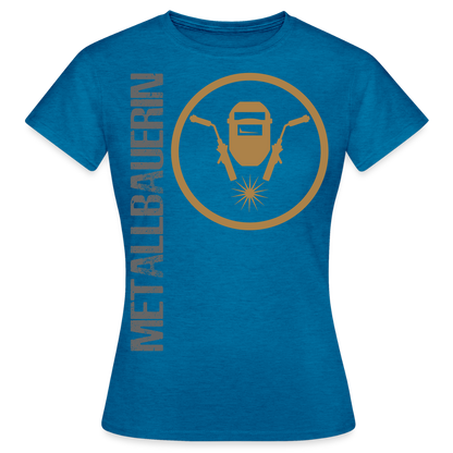 Frauen T-Shirt "Metallbauerin" Antikblaues Saphir meliert Frauen T-Shirt