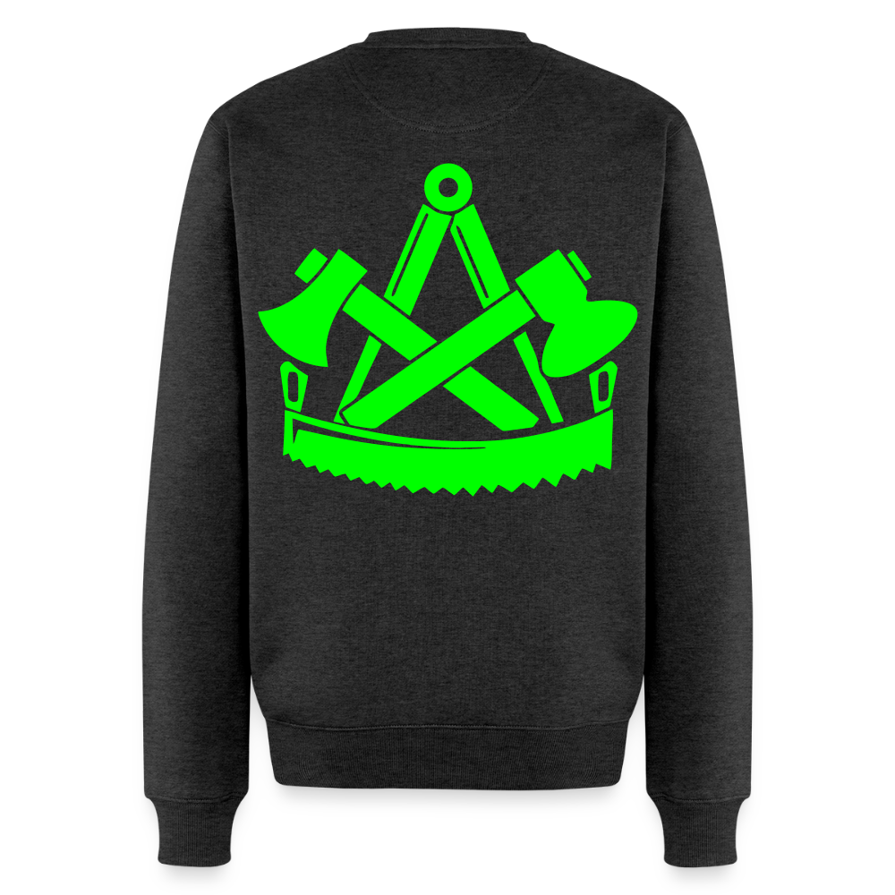 Unisex Premium Pullover "Zimmermann" neongrün Anthrazit meliert Männer Premium Pullover