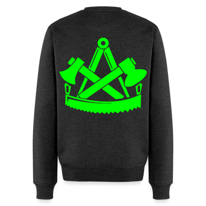 Unisex Premium Pullover "Zimmermann" neongrün Anthrazit meliert Männer Premium Pullover