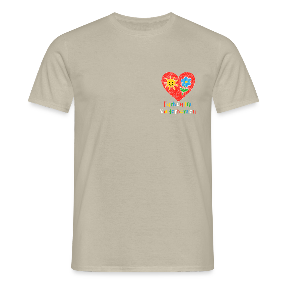 Unisex T-Shirt "Farben für Kinderherzen" (beidseitig bedruckt) Sandbeige Männer T-Shirt