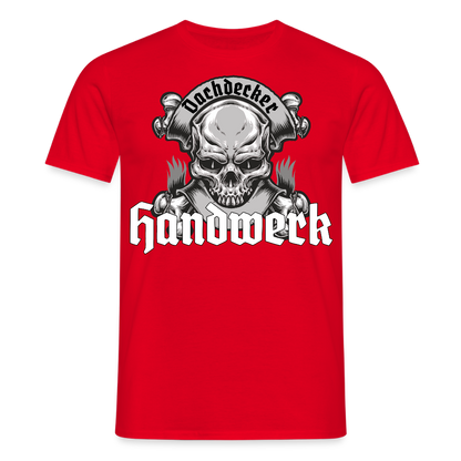 Unisex T-Shirt "Skull-Dachdecker" Rot Männer T-Shirt