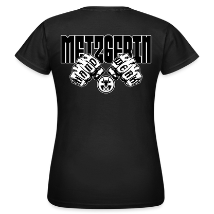 Frauen T-Shirt "Metzgerin" (beidseitig bedruckt) Schwarz Frauen T-Shirt