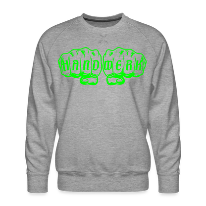 Unisex Premium Pullover "Gerüstbauer" neongrün - Grau meliert