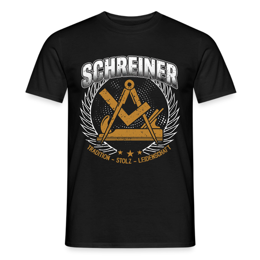 Unisex T-Shirt von Spreadconnect, mit traditionellem Schreiner-Design, in neutralen Farben sichtbar auf weißem Hintergrund.
