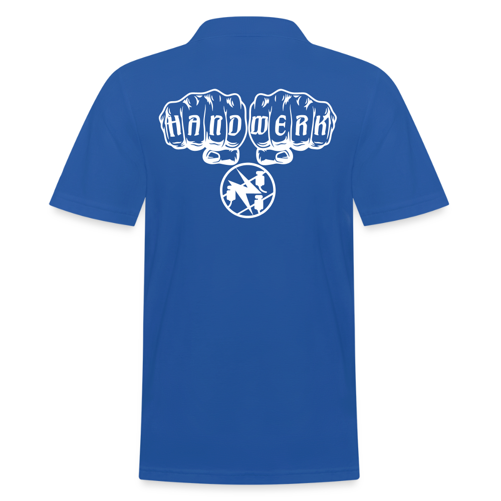 Männer Poloshirt "Elektriker" (hinten bedruckt) Royalblau Männer Poloshirt