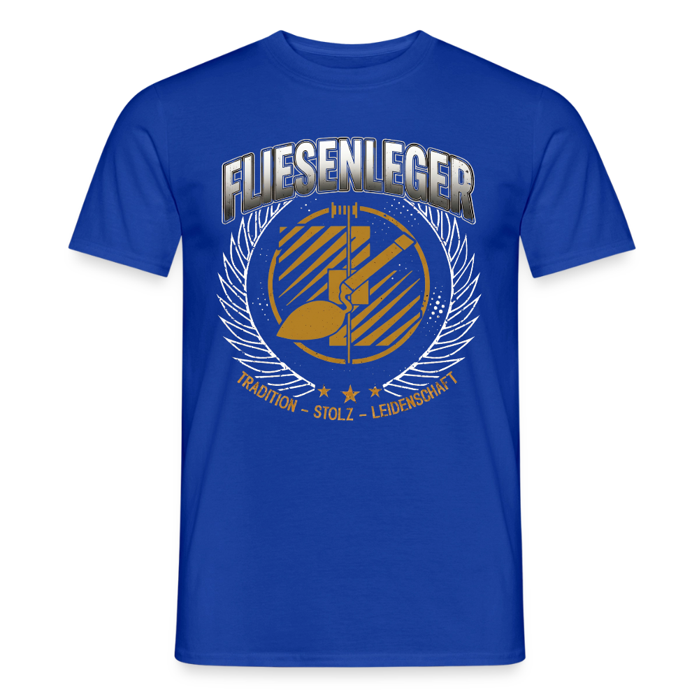 Unisex Männer T-Shirt von Spreadconnect mit traditionellem Fliesenleger-Design, zeigt ein stilvolles, bequemes T-Shirt in natürlicher Haltung.