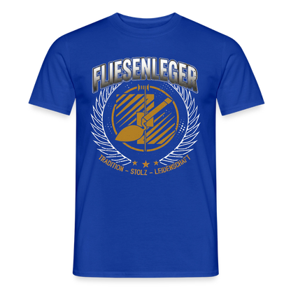 Unisex Männer T-Shirt von Spreadconnect mit traditionellem Fliesenleger-Design, zeigt ein stilvolles, bequemes T-Shirt in natürlicher Haltung.